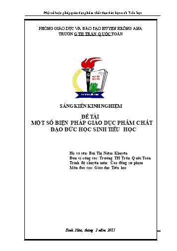 Sáng kiến kinh nghiệm Một số biện pháp giáo dục phẩm chất đạo đức học sinh Tiểu học