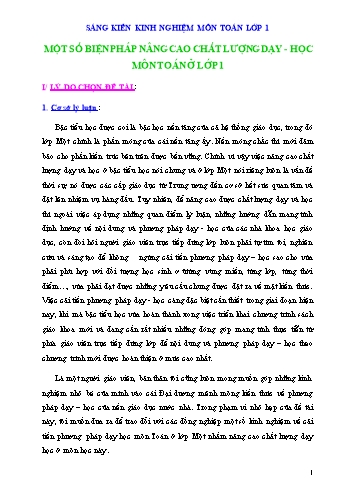 Sáng kiến kinh nghiệm Một số biện pháp nâng cao chất lượng dạy - học môn Toán ở Lớp 1