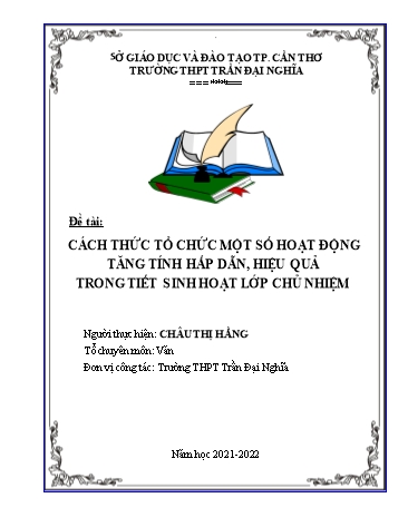 SKKN Cách thức tổ chức một số hoạt động tăng tính hấp dẫn, hiệu quả trong tiết sinh hoạt lớp chủ nhiệm